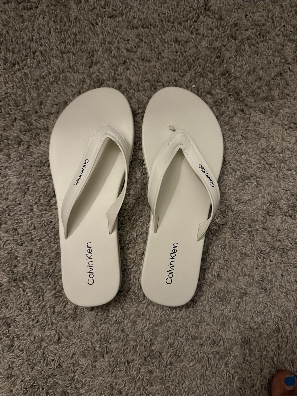 Calvin Klein White Minimal Thong Sandals